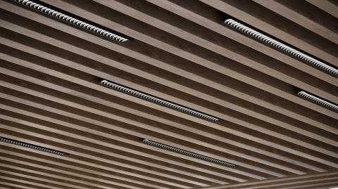 <p>Wood Slat Ceiling</p>