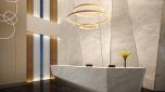 Thumbnail for <p>RECEPTION AREA WITH GOLD METALLIC FIXTURES IN A TIRED CONFIGURATION</p>